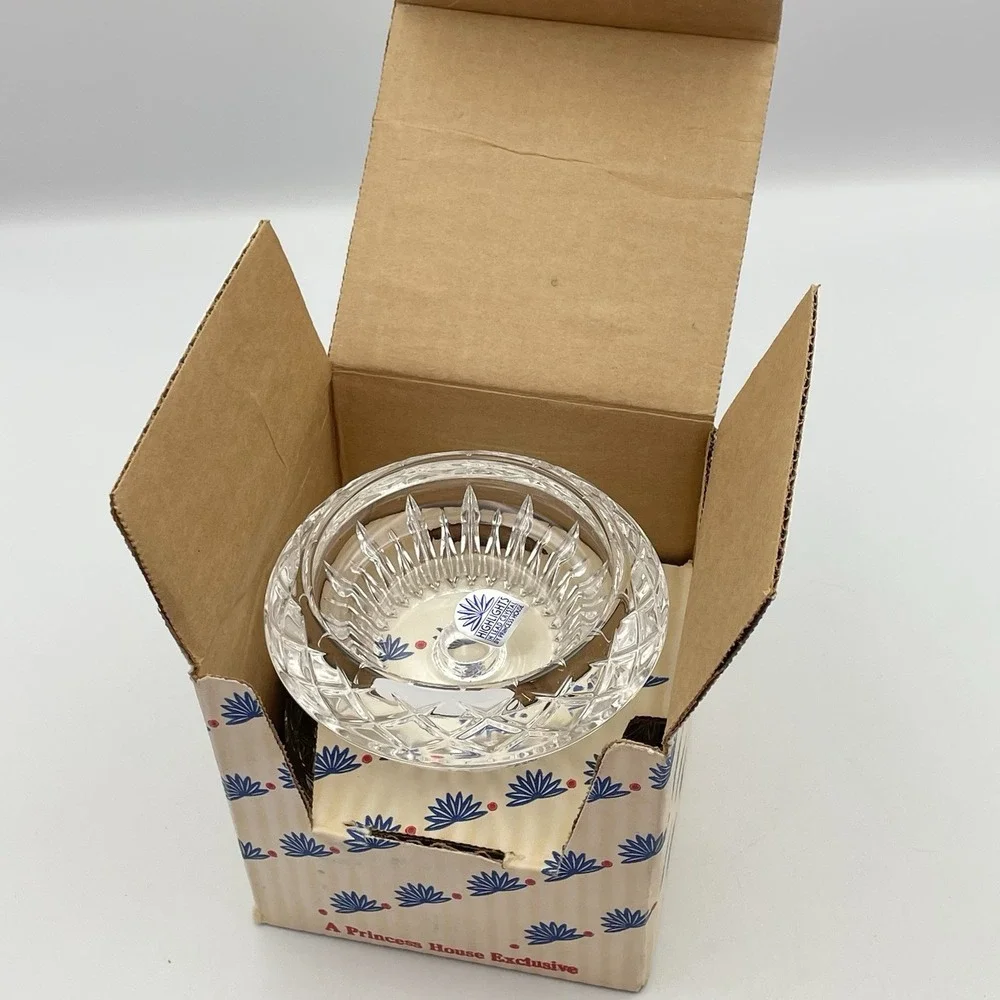 Vintage 1984 Princess House Highlights Lead Crystal‎ Candle Holders Set Of 2 Box